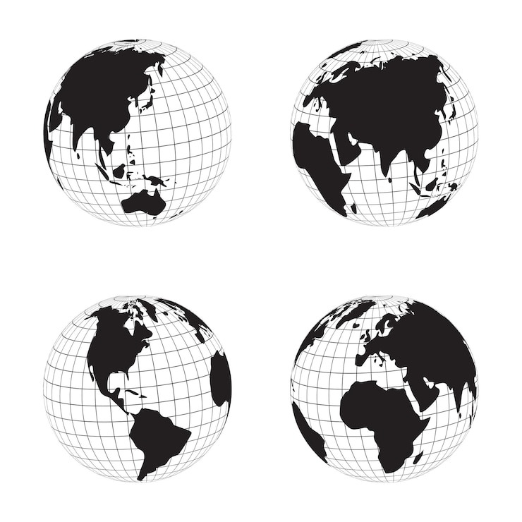 Vecteur collection globe silhouette