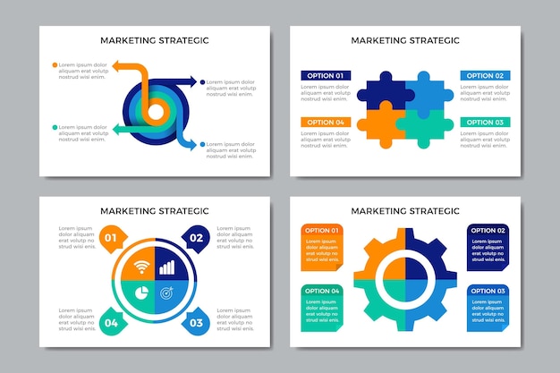 Vecteur collection de graphiques de stratégie avec des informations importantes