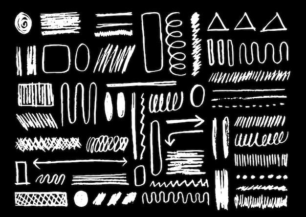 Collection de griffonnages et de croquis dessinés à la main au crayon