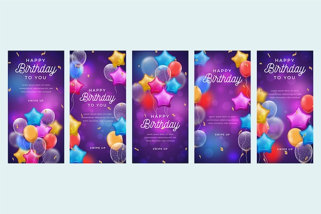 Collection d'histoires instagram d'anniversaire