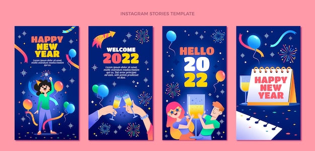 Collection D'histoires Instagram Dégradées Du Nouvel An