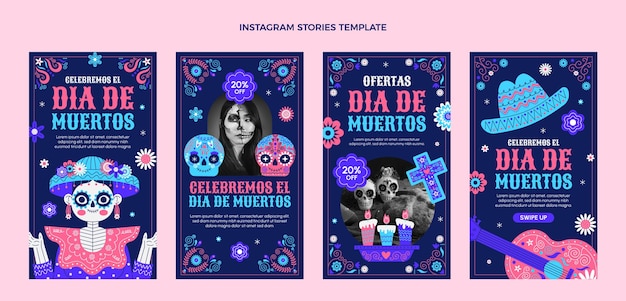 Collection D'histoires Instagram Flat Dia De Muertos