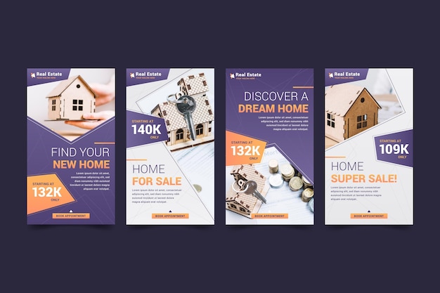 Collection d'histoires instagram immobilier plat