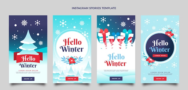 Collection d'histoires instagram de Noël dégradé