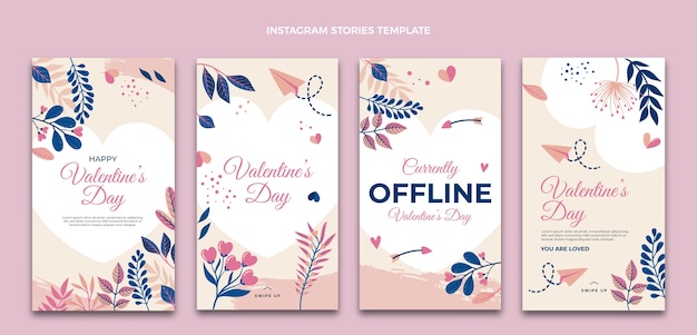 Collection D'histoires Instagram à Plat Pour La Saint-valentin