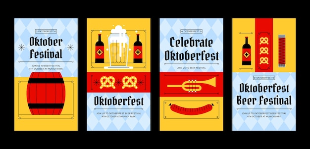 Collection D'histoires Instagram Plates Pour La Célébration De L'oktoberfest