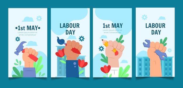 Collection D'histoires Instagram Pour La Célébration De La Fête Du Travail Du 1er Mai