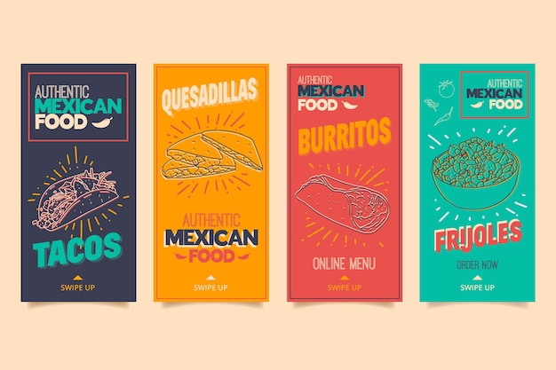 Collection D'histoires Instagram Pour Un Restaurant De Cuisine Mexicaine