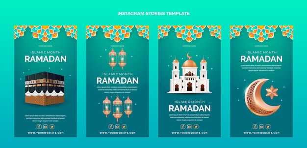 Vecteur collection d'histoires instagram réalistes du ramadan