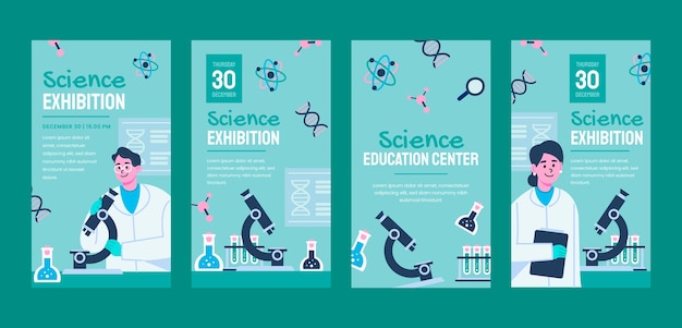 Collection d'histoires instagram de science plate