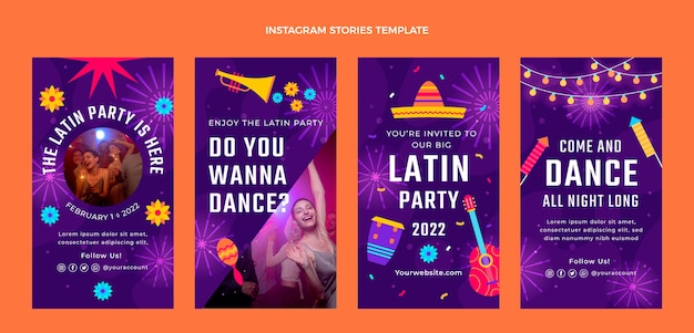 Collection D'histoires Instagram De Soirée De Danse Latine Plate