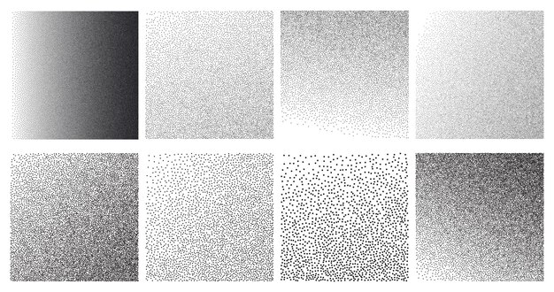 Collection de huit motifs de texture à points noirs et blancs