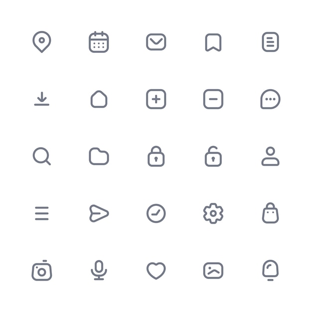 Une collection d'icônes d'applications minimalistes modernes