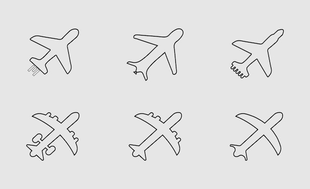 Collection d'icônes d'avions dans une rangée