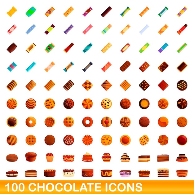 Collection D'icônes De Chocolat Isolé Sur Blanc