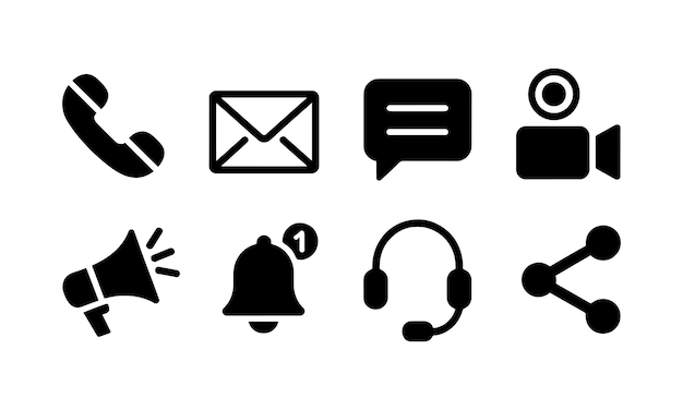 Collection d'icônes de communication et de médias sociaux