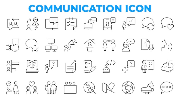 Collection d'icônes de communication pour l'interface numérique