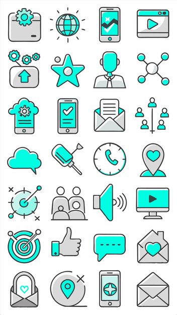 une collection d'icônes comprenant un téléphone téléphonique et un panneau indiquant la maison