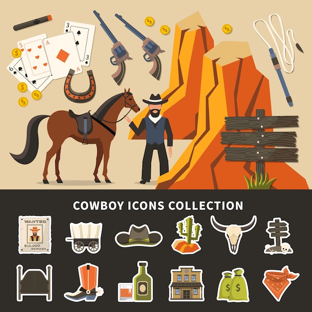 Collection D'icônes De Cow-boy