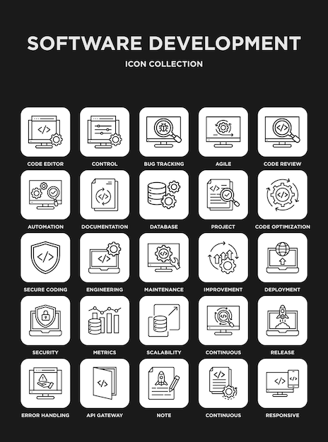 Collection d'icônes de développement de logiciels