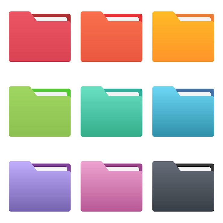 Vecteur collection d'icônes de dossiers vectoriels colorés