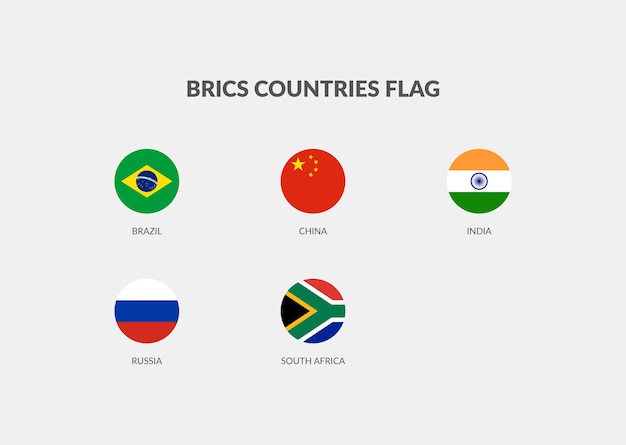 Collection d'icônes de drapeau des pays Brics