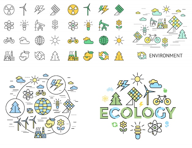 Collection D'icônes écologie Verte