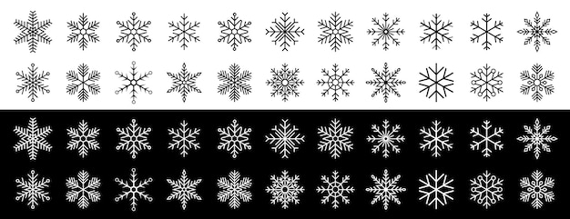 Collection d'icônes de flocon de neige isolée sur fond blanc Icônes de flocons de neige Vecteur de flocon de neige