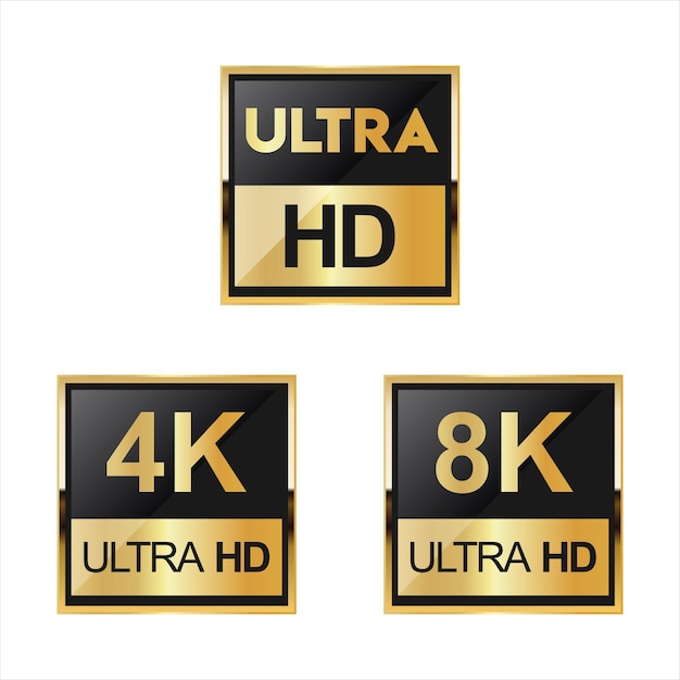 Collection d'icônes Full HD 4k 8K et Ultra Hd