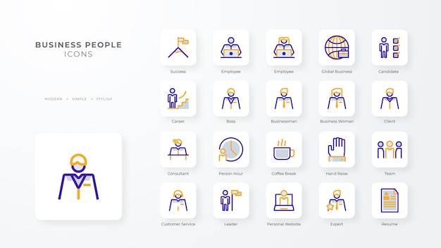 Collection D'icônes De Gens D'affaires Avec Style Bicolore Violet Et Orange Développement De La Base De Données De Devises D'entreprise Découvrez Le Document E Commerce Illustration Vectorielle