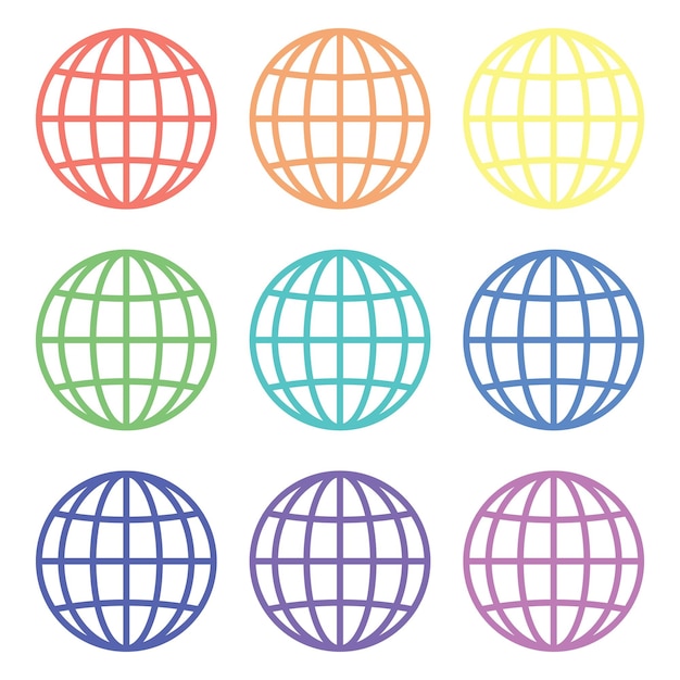 collection d'icônes de globes colorés vectoriels