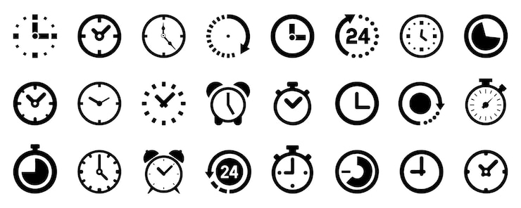 Vecteur collection d'icônes d'horloge de date limite