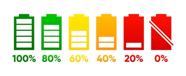 Collection d'icônes d'indicateur de progression de la charge de la batterie Charge de la batterie en cours de niveau Batterie pleine