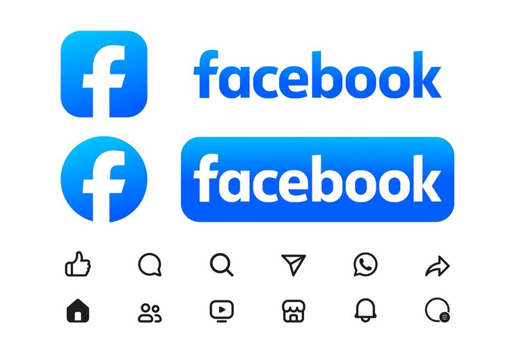 Collection d'icônes avec le logo de Facebook sur un fond transparent