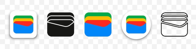 Vecteur collection d'icônes de logo google wallet dans un style différent sur un fond transparent