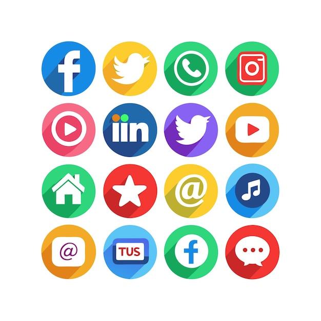 Collection d'icônes de médias sociaux pour les sites Web et les applications mobiles