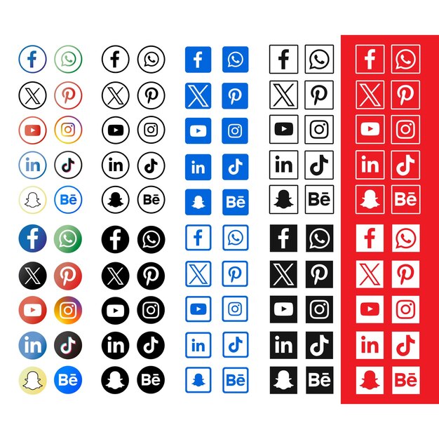 Collection D'icônes De Médias Sociaux