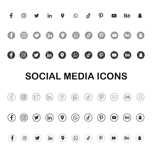 Vecteur une collection d'icônes de médias sociaux