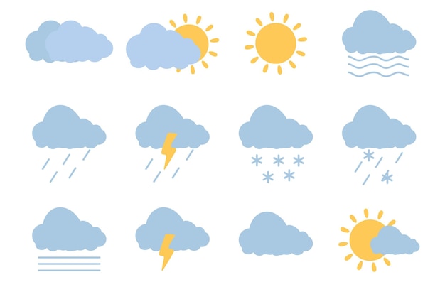 Vecteur collection d'icônes météo symboles vectoriels