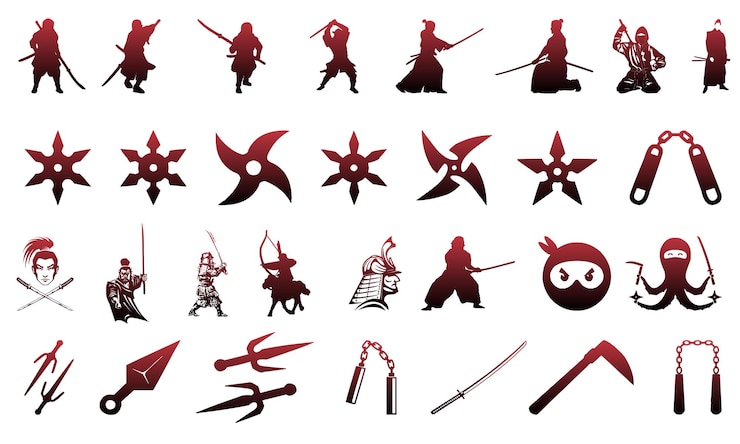 Vecteur la collection d'icônes de ninja