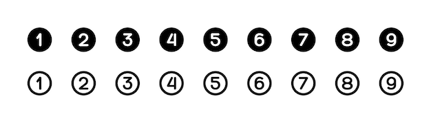 Collection d'icônes de nombres Icons vectoriels de style linéaire