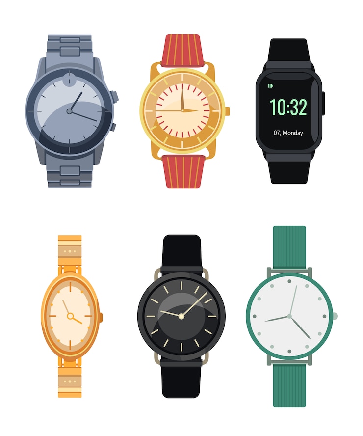 Vecteur collection d'icônes plates élégantes montres-bracelets