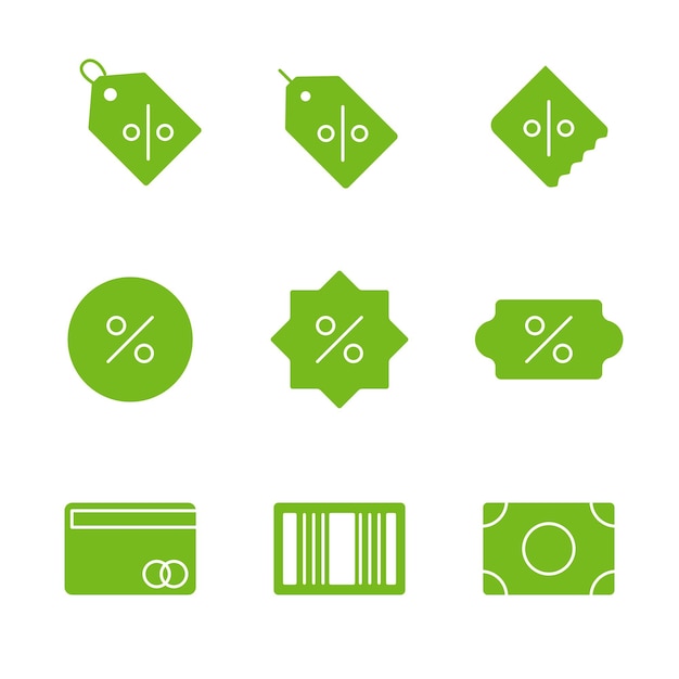 Collection D'icônes Plates Sur Le Thème Des Réductions Et Des Promotions