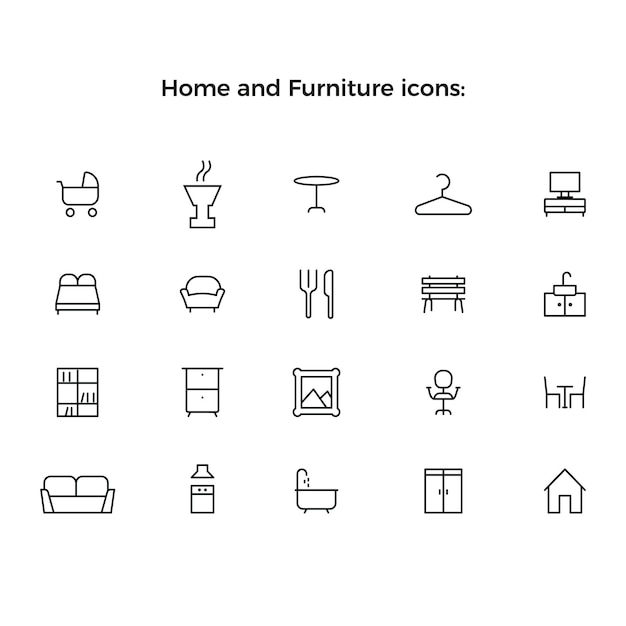 Une collection d'icônes pour la maison et les meubles.