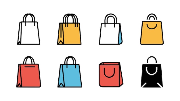 Une collection d'icônes de sacs d'achat colorés