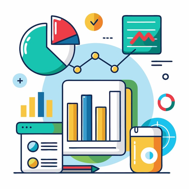 Collection d'icônes de statistiques Vector et illustration Contenant un graphique