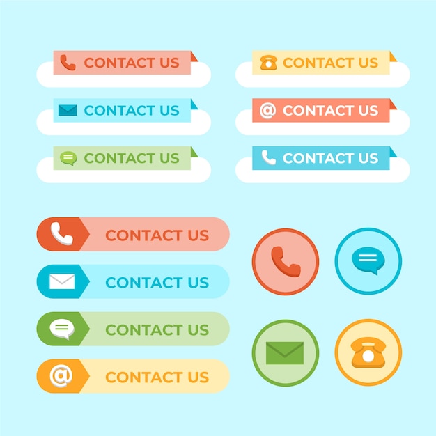 Une collection d'icônes et de symboles de contact à plat
