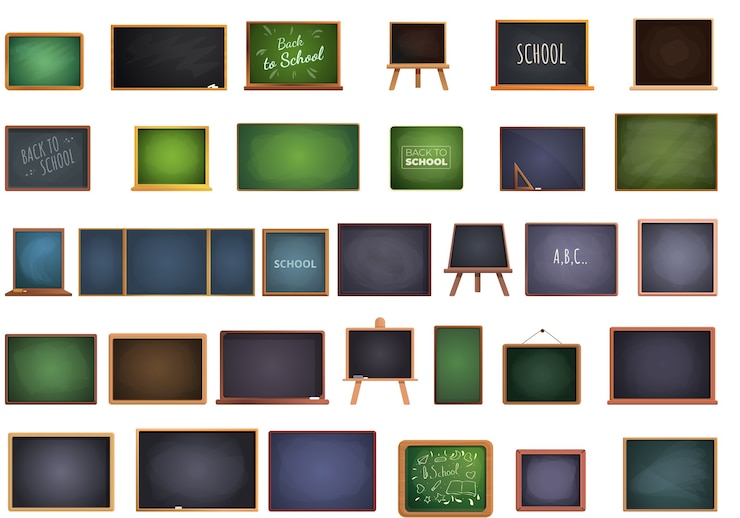 Vecteur collection d & # 39; icônes de tableau scolaire isolé sur blanc