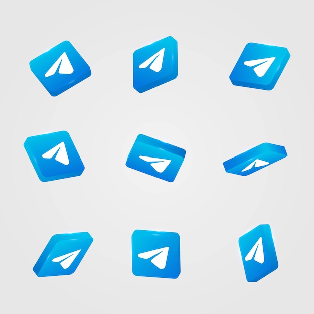 Vecteur collection d'icônes de télégramme d'icône de réseau social de télégramme 3d