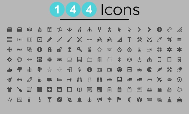 Collection d'icônes web universelles 100 blanches vectorielles gratuites